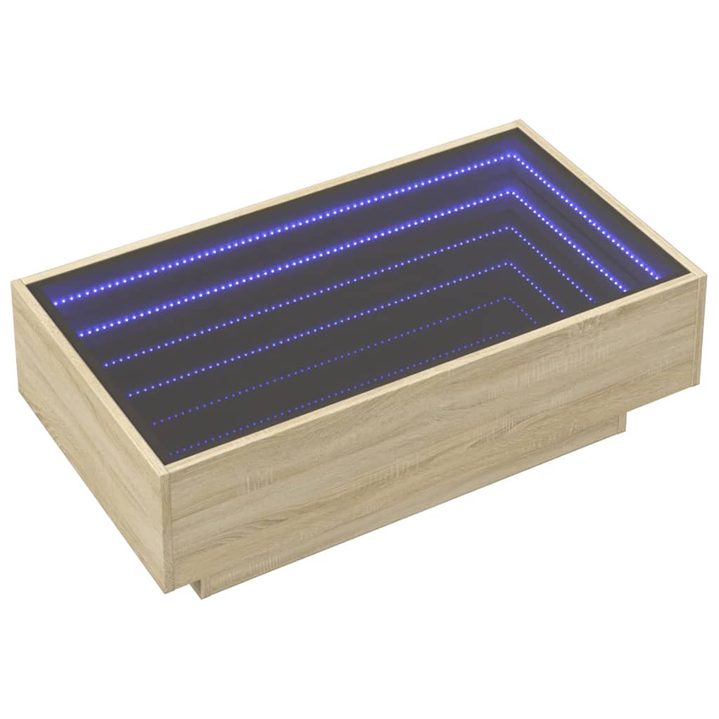 LED-Couchtisch Sonoma Eiche 90x50x30 cm Holzwerkstoff