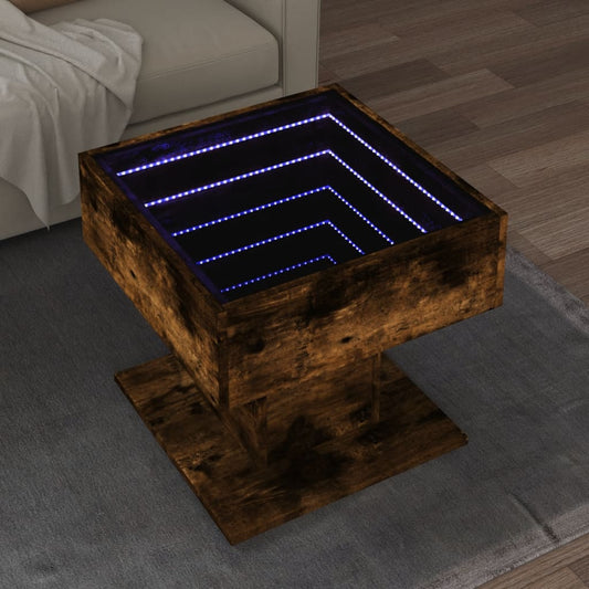 LED-Couchtisch Räuchereiche 50x50x45 cm Holzwerkstoff