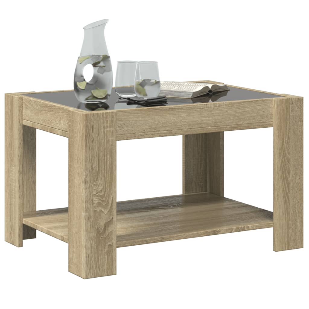 LED-Couchtisch Sonoma Eiche 73x53x45 cm Holzwerkstoff