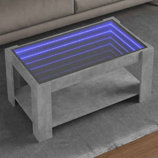 LED-Couchtisch Betongrau 93x53x45 cm Holzwerkstoff