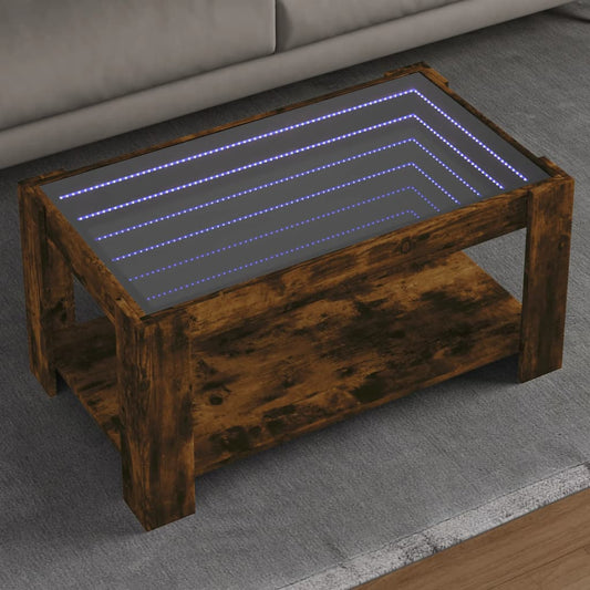 LED-Couchtisch Räuchereiche 93x53x45 cm Holzwerkstoff