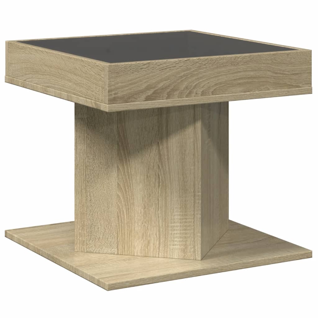 LED-Couchtisch Sonoma Eiche 50x50x45 cm Holzwerkstoff