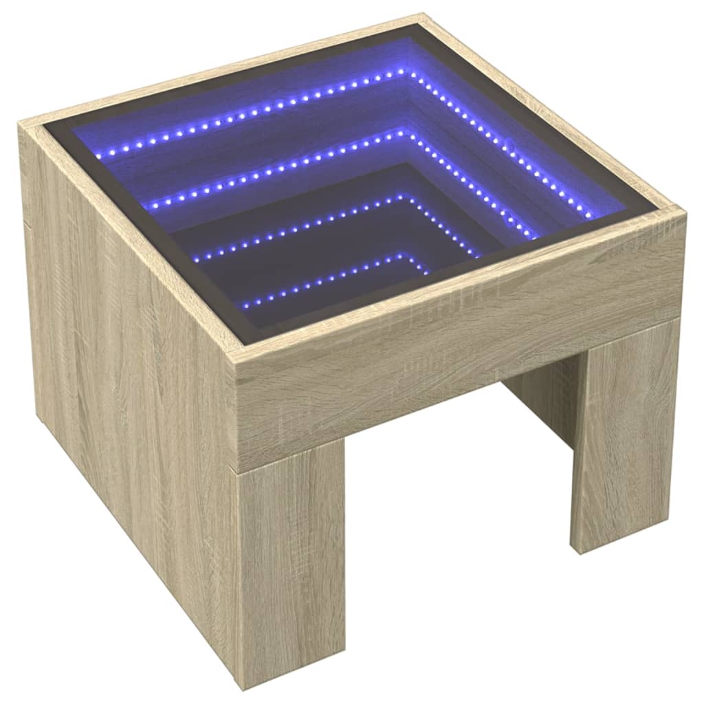 Couchtisch mit Infinity-LED Sonoma-Eiche 40x40x30 cm