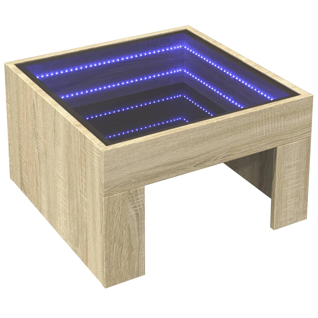 Couchtisch mit Infinity-LED Sonoma-Eiche 50x50x30 cm