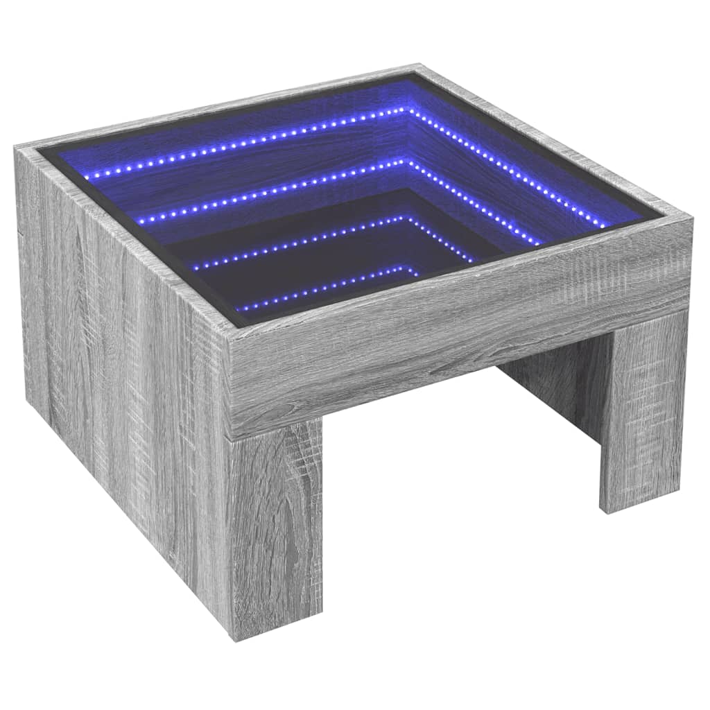 Couchtisch mit Infinity-LED Grau Sonoma 50x50x30 cm