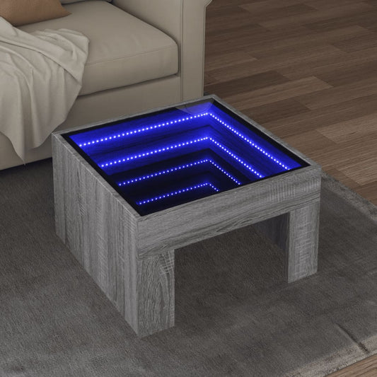 Couchtisch mit Infinity-LED Grau Sonoma 50x50x30 cm