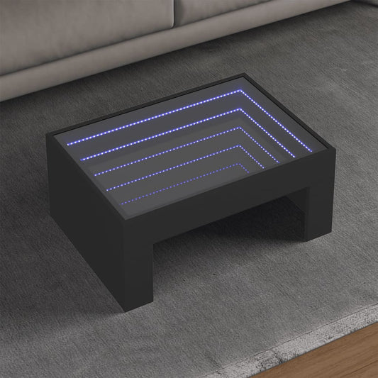 Couchtisch mit Infinity-LED Schwarz 70x50x30 cm