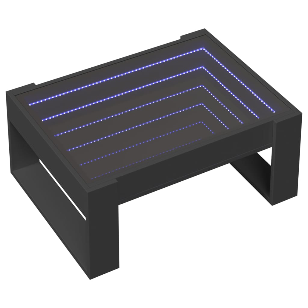 Couchtisch mit Infinity-LED Schwarz 70x53x30 cm