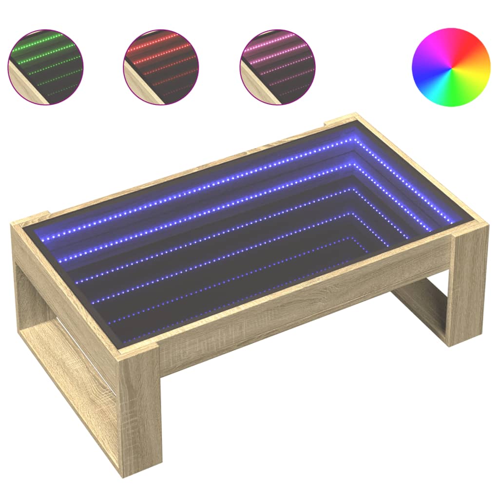 Couchtisch mit Infinity-LED Sonoma-Eiche 90x53x30 cm