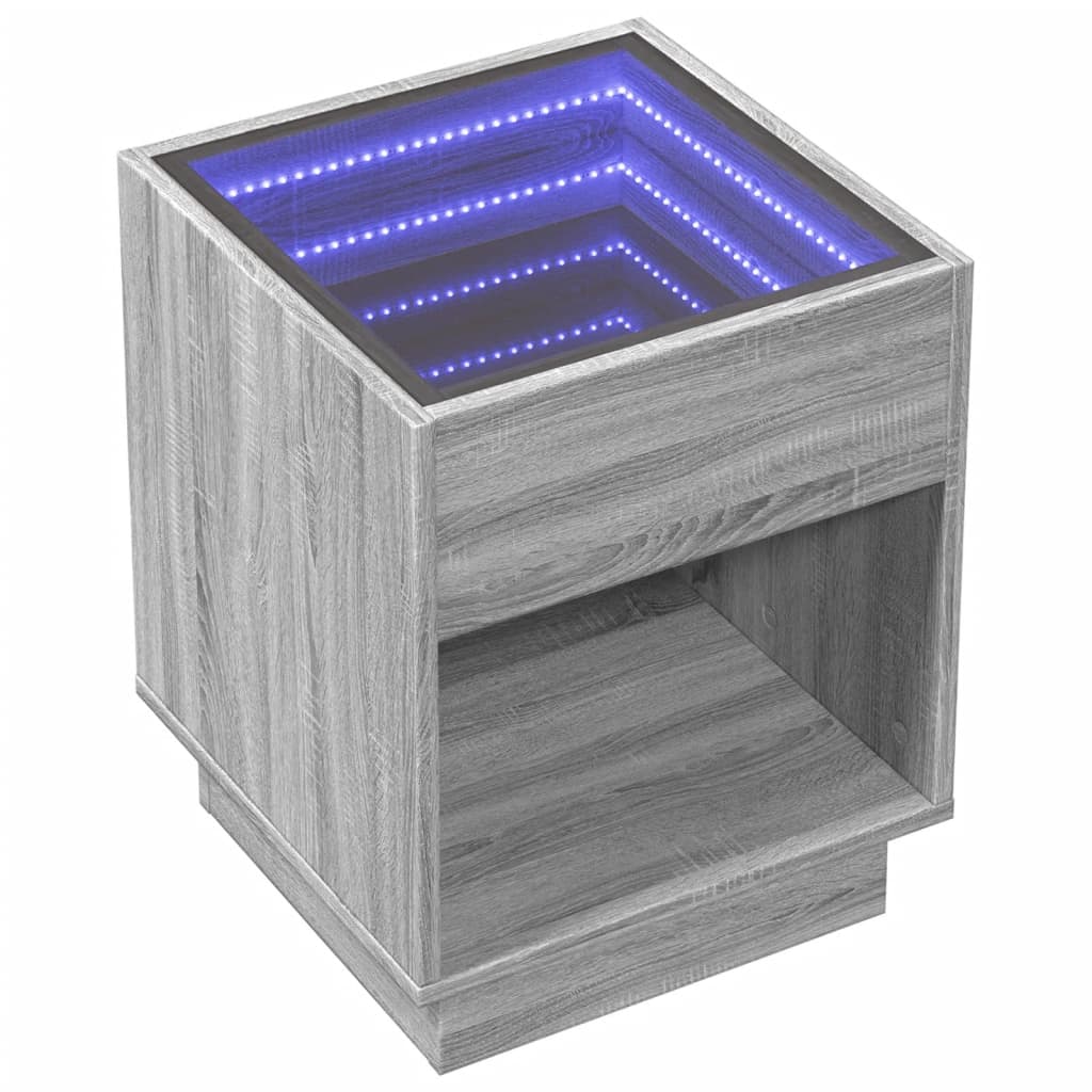 Couchtisch mit Infinity-LED Grau Sonoma 40x40x50 cm