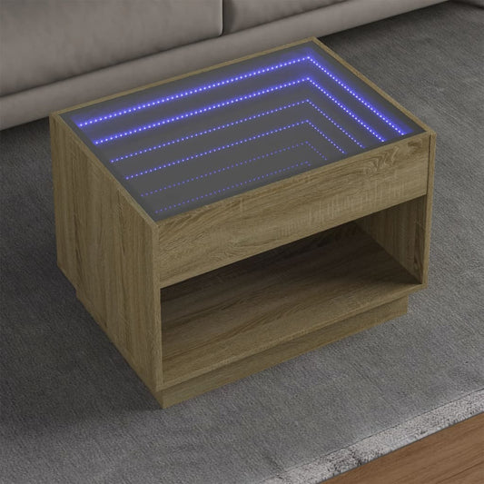 Couchtisch mit Infinity-LED Sonoma-Eiche 70x50x50 cm