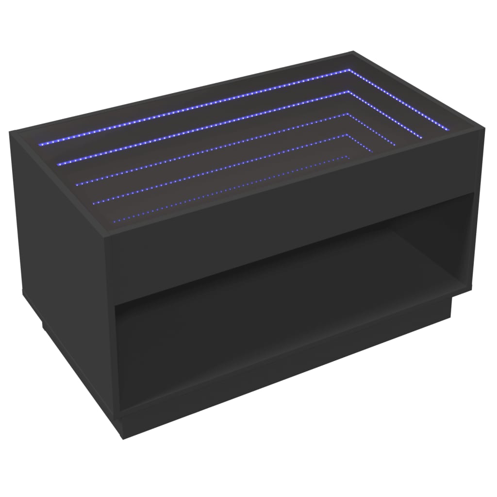 Couchtisch mit Infinity-LED Schwarz 90x50x50 cm