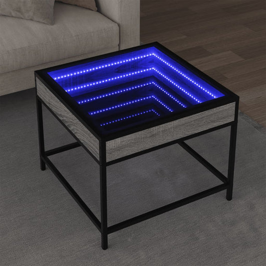 Couchtisch mit Infinity-LED Grau Sonoma 50x50x41 cm