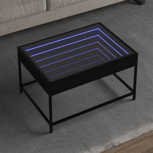 Couchtisch mit Infinity-LED Schwarz 70x50x41 cm