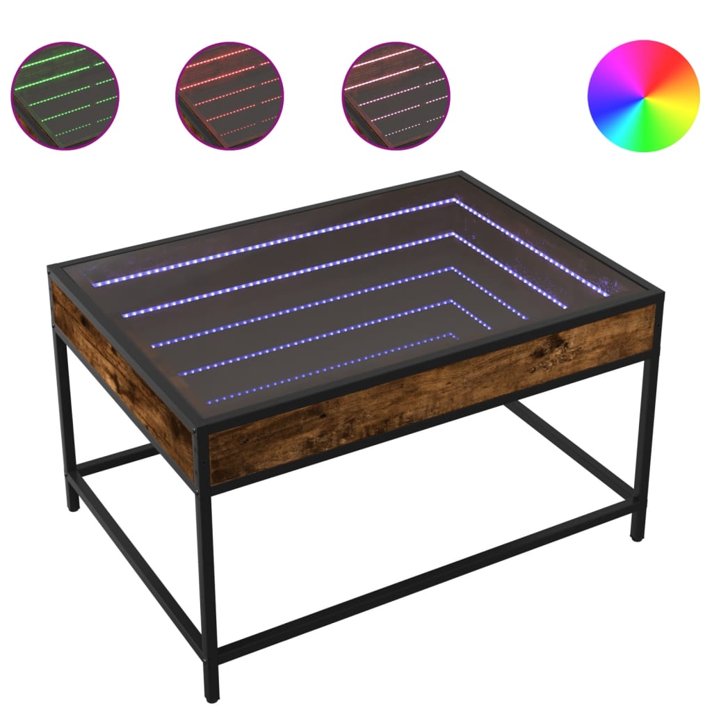 Couchtisch mit Infinity-LED Räuchereiche 70x50x41 cm