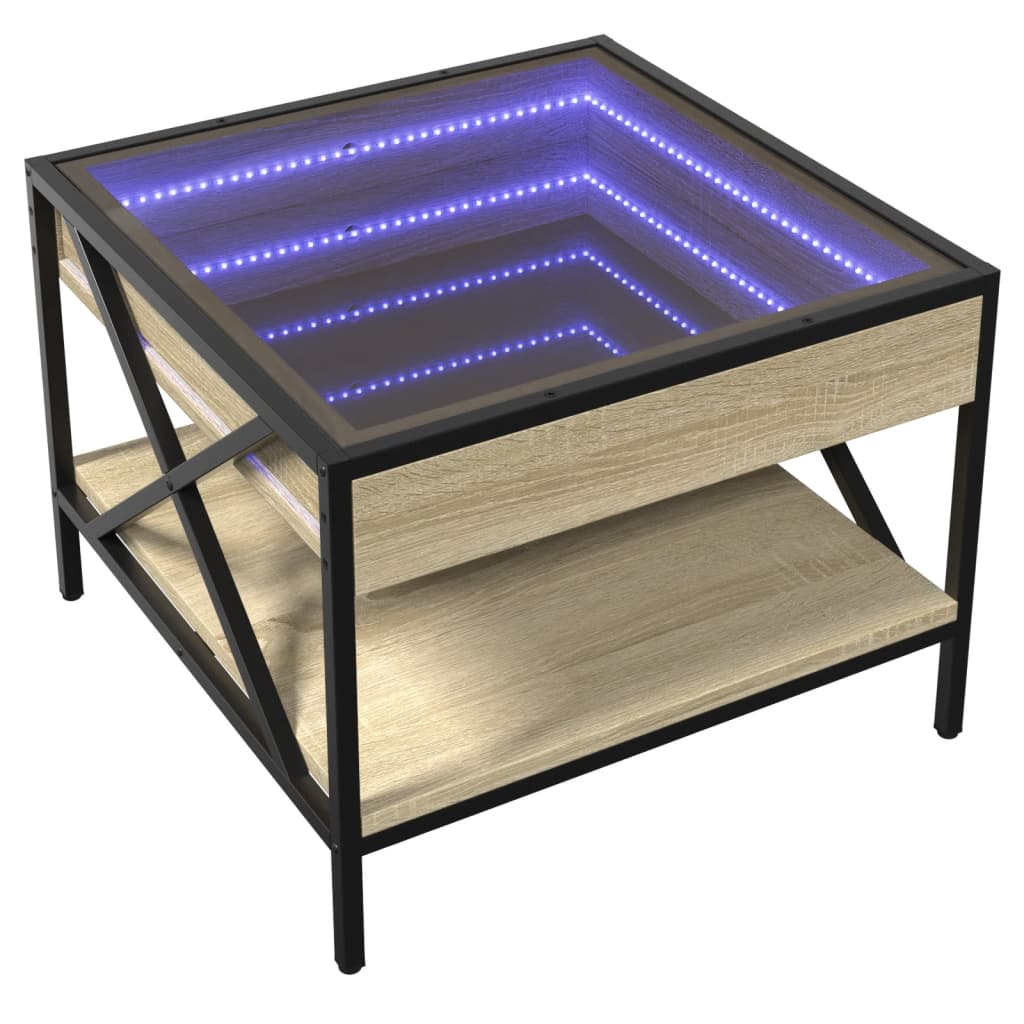 Couchtisch mit Infinity-LED Sonoma-Eiche 50x50x38 cm