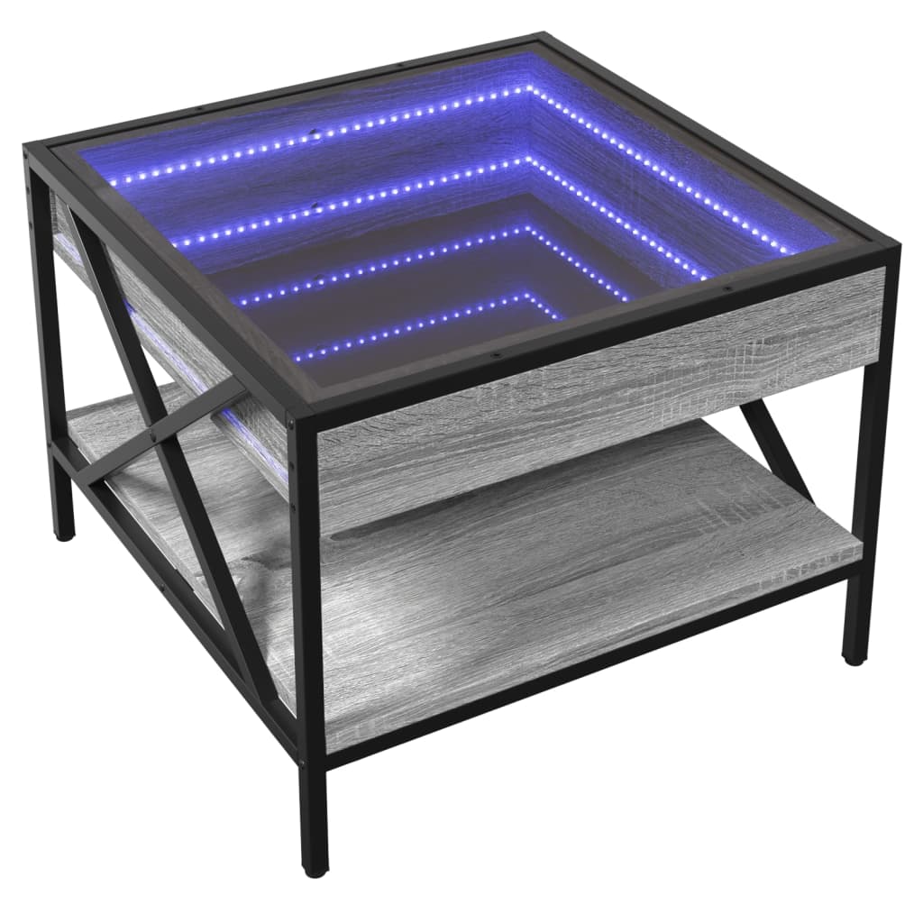 Couchtisch mit Infinity-LED Grau Sonoma 50x50x38 cm