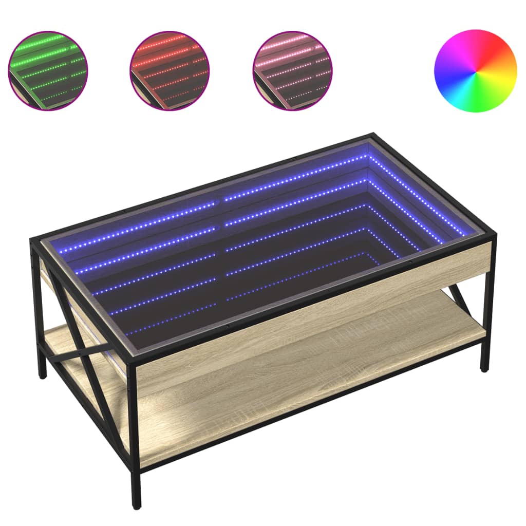 Couchtisch mit Infinity-LED Sonoma-Eiche 90x50x38 cm