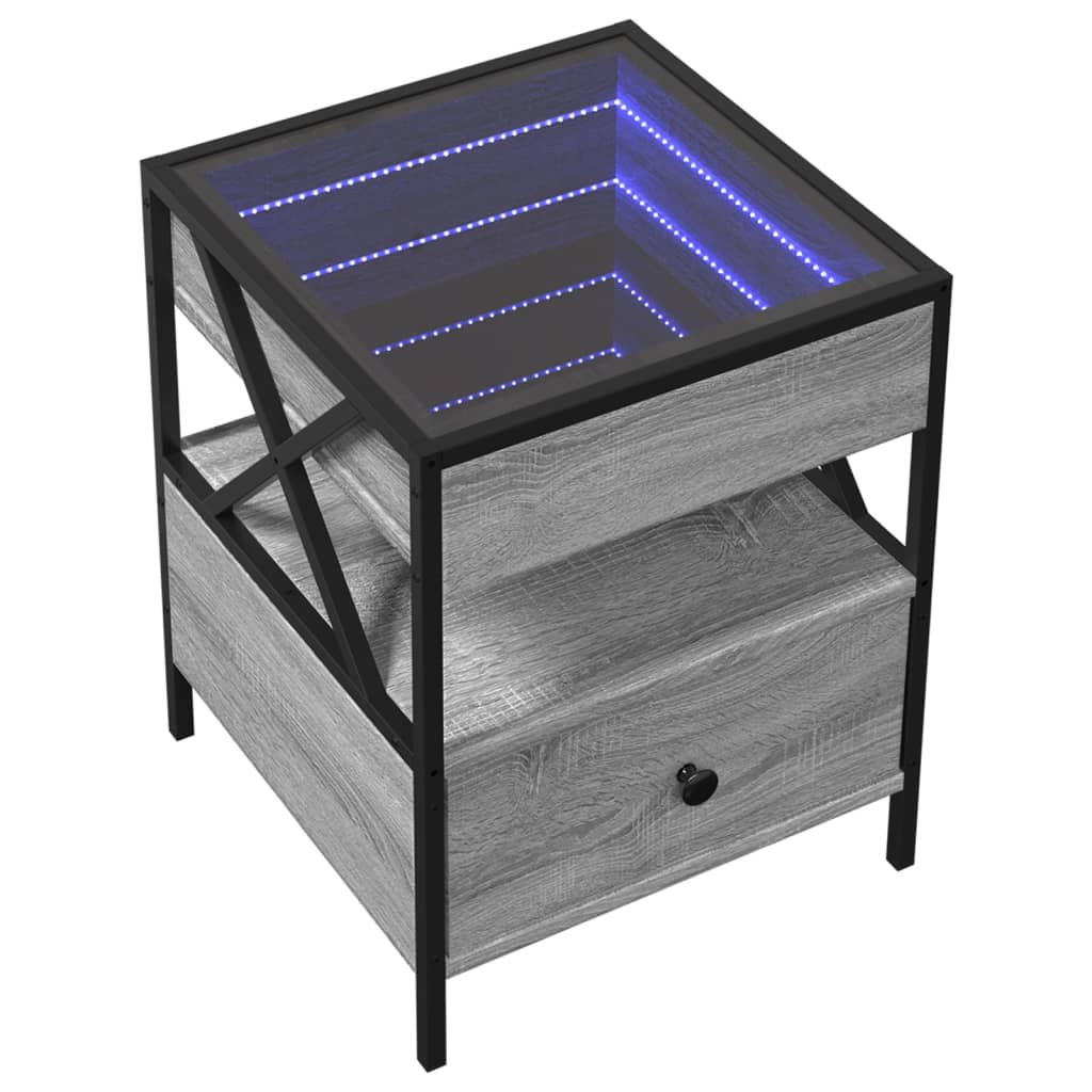 Couchtisch mit Infinity-LED Grau Sonoma 40x40x51 cm