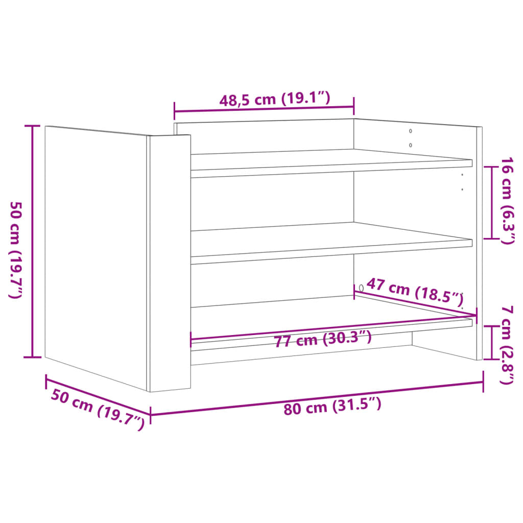 Couchtisch Braun Eichen-Optik 80x50x50 cm Holzwerkstoff