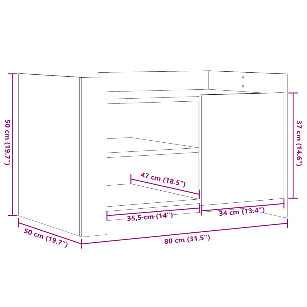 Couchtisch Schwarz 80x50x50 cm Holzwerkstoff