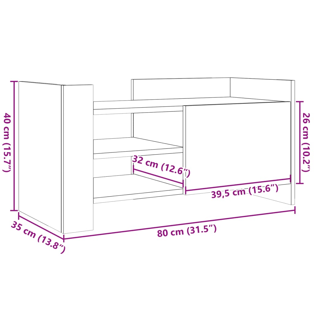 TV-Schrank Räuchereiche 80x35x40 cm Holzwerkstoff