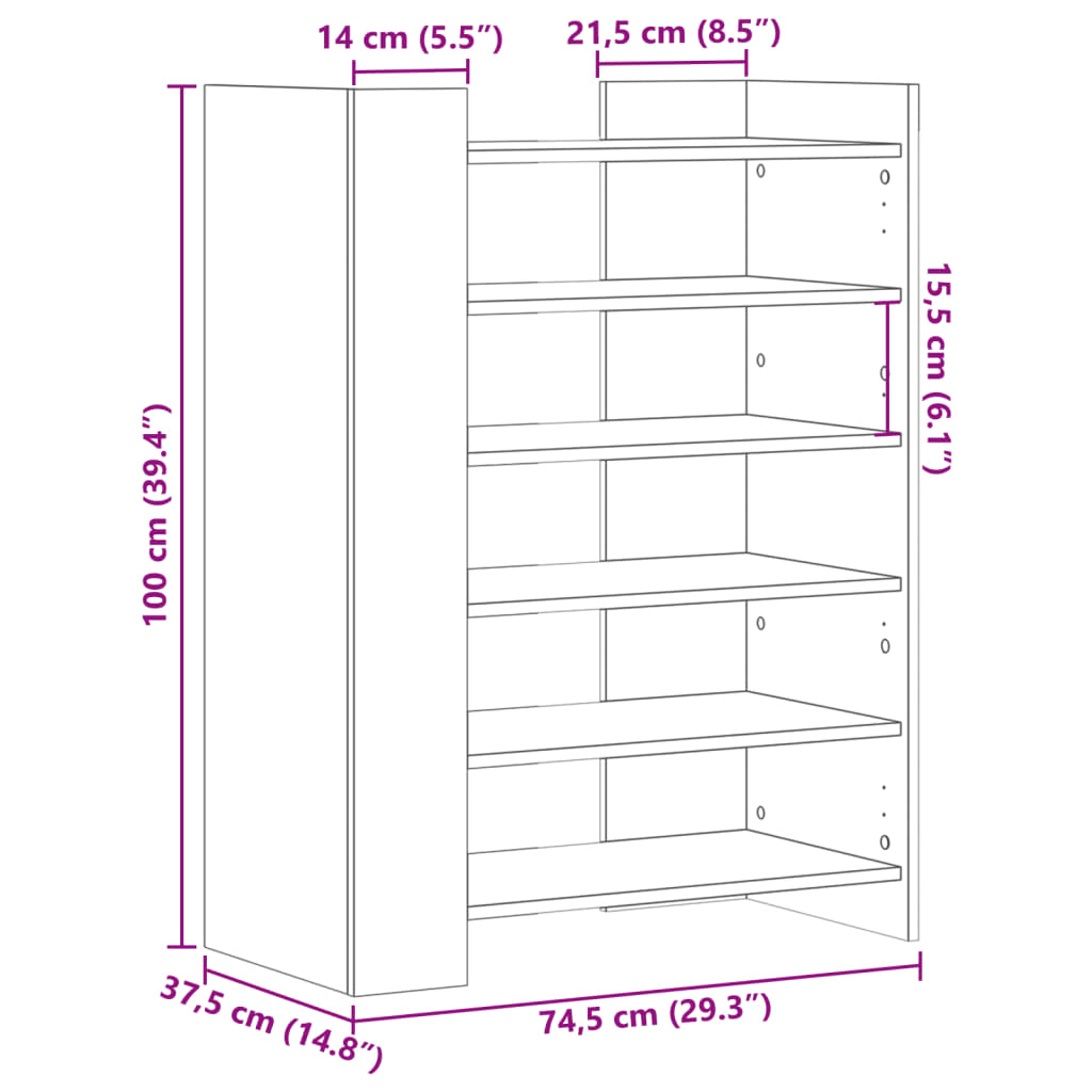 Schuhschrank Weiß 74,5x37,5x100 cm Holzwerkstoff