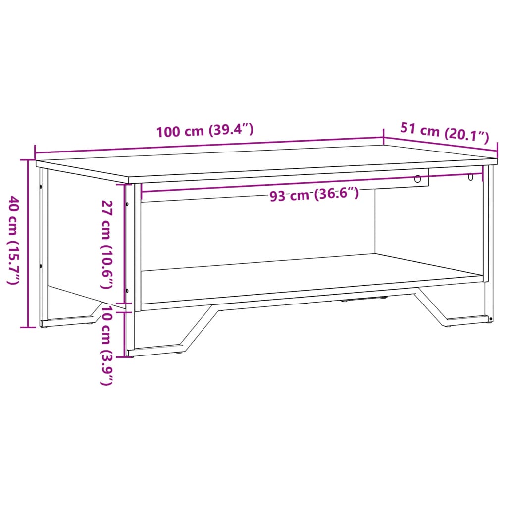 Couchtisch Sonoma-Eiche 100x51x40 cm Holzwerkstoff