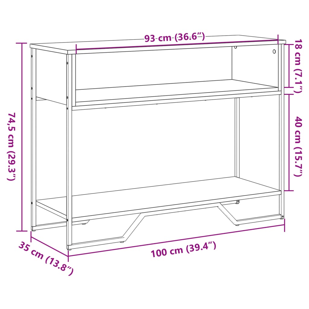 Konsolentisch Sonoma-Eiche 100x35x74,5 cm Holzwerkstoff