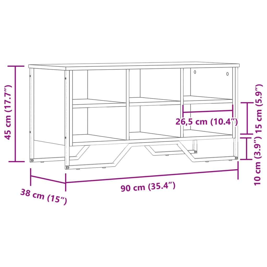 Schuhregal Grau Sonoma 90x38x45,5 cm Holzwerkstoff