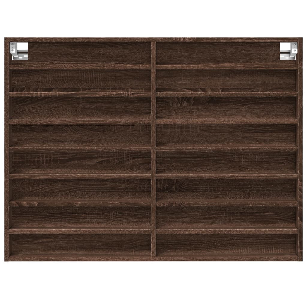 Vitrinenschrank Braun Eichen-Optik 100x8,5x75 cm Holzwerkstoff