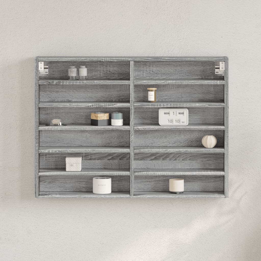 Vitrinenschrank Grau Sonoma 80x8,5x58 cm Holzwerkstoff