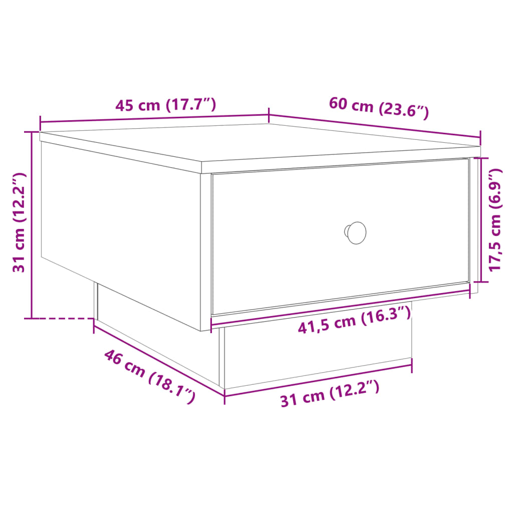 Couchtisch Grau Sonoma 60x45x31 cm Holzwerkstoff