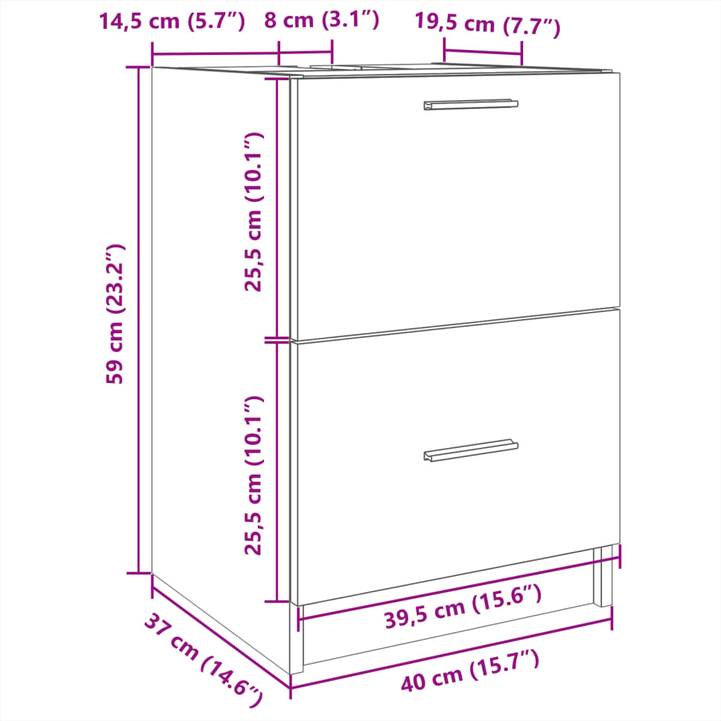 Waschbeckenunterschrank Weiß 40x37x59 cm Holzwerkstoff