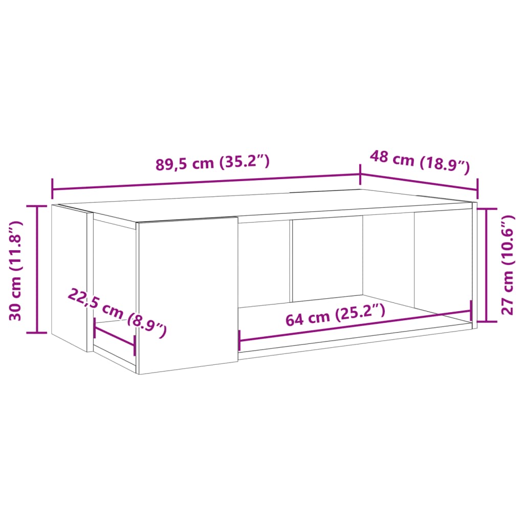 Couchtisch Betongrau 89,5x48x30 cm Holzwerkstoff