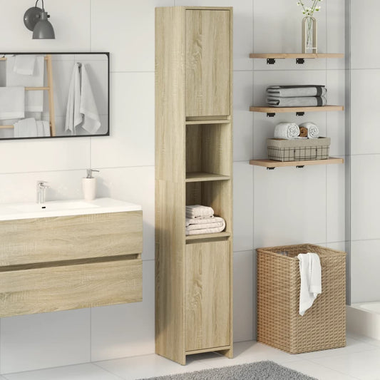 Badezimmerschrank Sonoma-Eiche 30x30x183,5 cm Holzwerkstoff