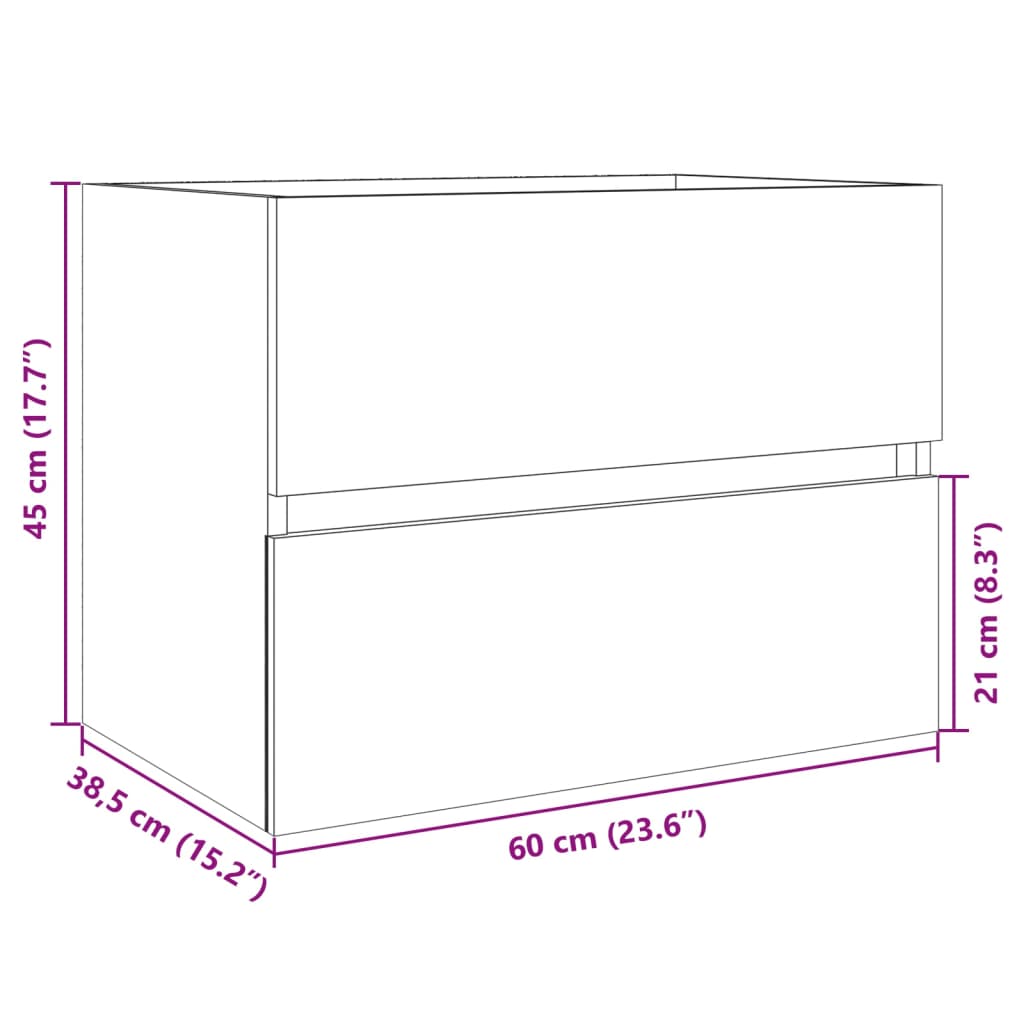 Waschbeckenunterschrank Sonoma-Eiche 60x38,5x45cm Holzwerkstoff