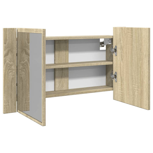 LED-Spiegelschrank Sonoma-Eiche 80x12x45 cm Holzwerkstoff