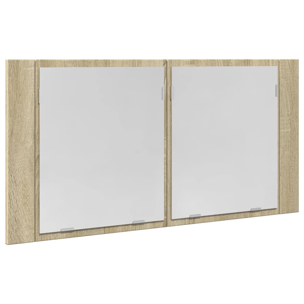 LED-Spiegelschrank Sonoma-Eiche 90x12x45 cm Holzwerkstoff