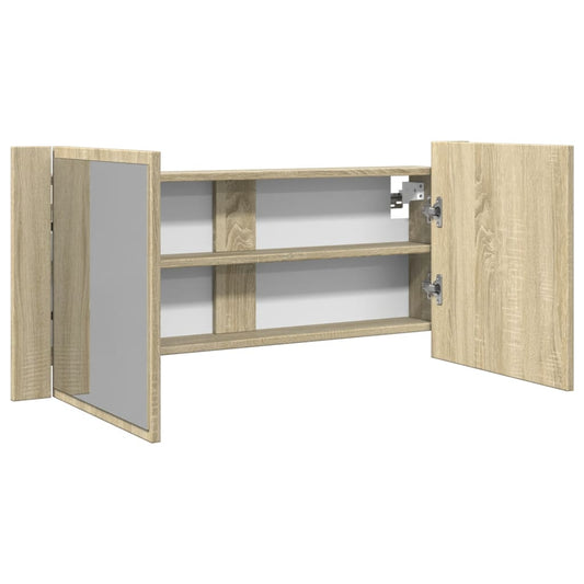 LED-Spiegelschrank Sonoma-Eiche 100x12x45 cm Holzwerkstoff