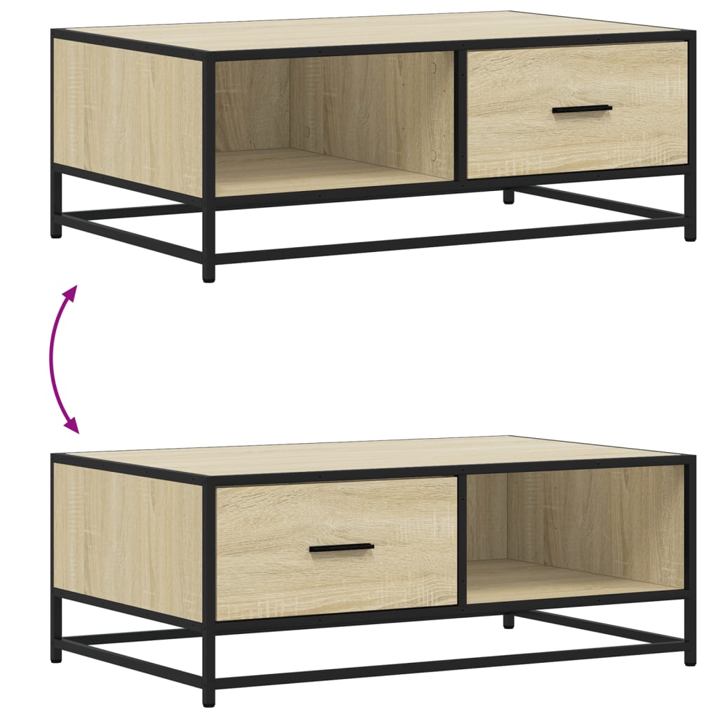 Couchtisch Sonoma-Eiche 90x57x35 cm Holzwerkstoff und Metall