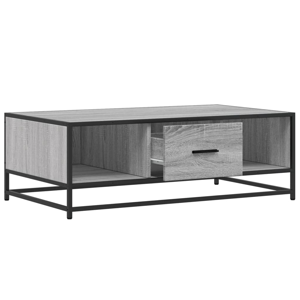 Couchtisch Grau Sonoma 100x57x35 cm Holzwerkstoff und Metall