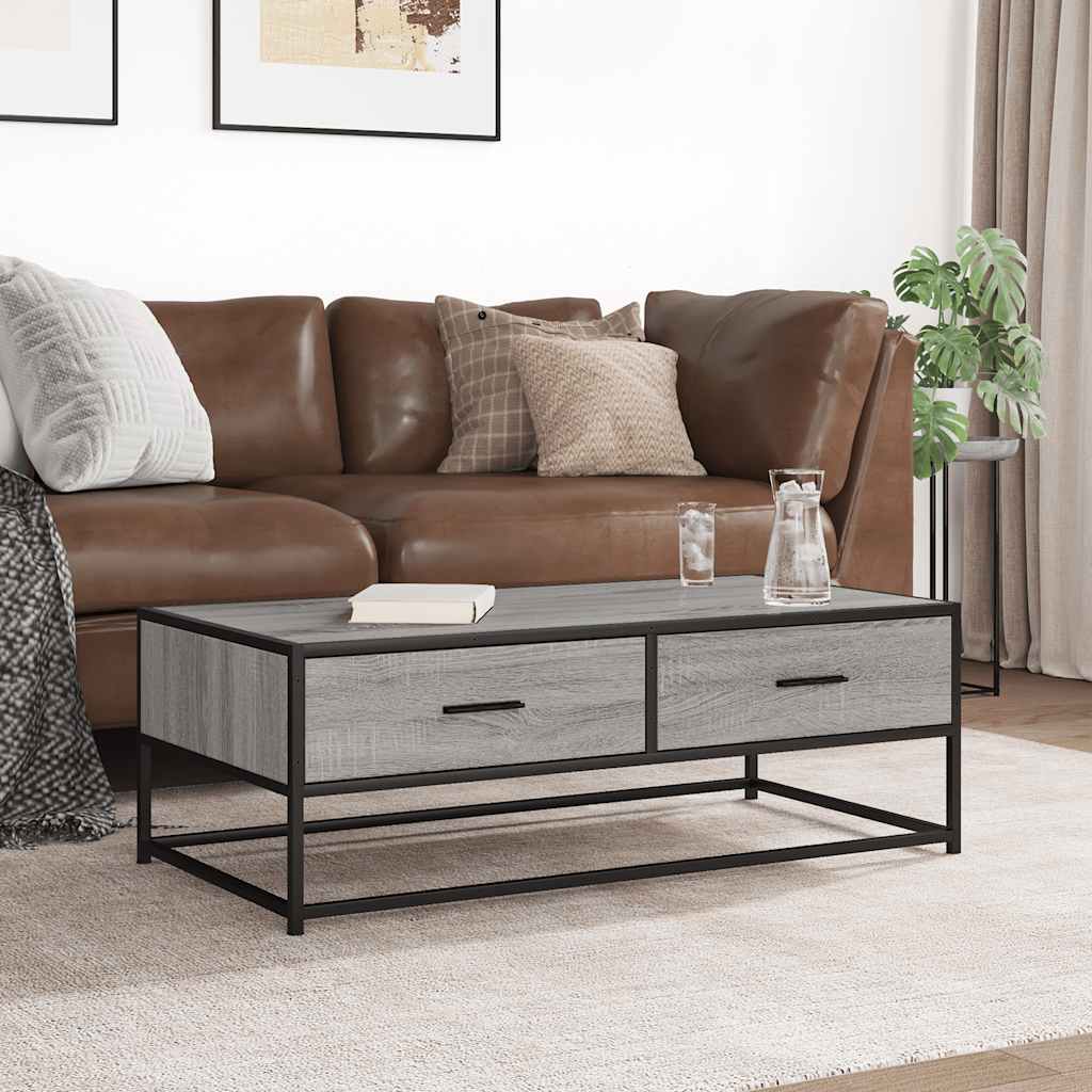 Couchtisch Grau Sonoma 100x50x35 cm Holzwerkstoff und Metall