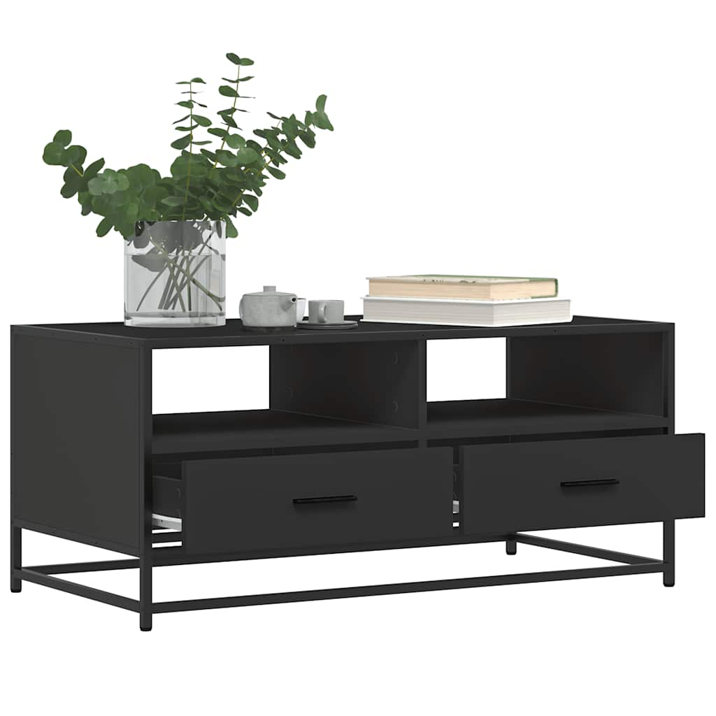 Couchtisch Schwarz 100x50x45 cm Holzwerkstoff und Metall