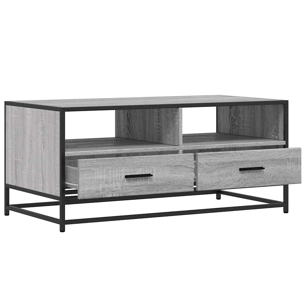 Couchtisch Grau Sonoma 100x50x45 cm Holzwerkstoff und Metall