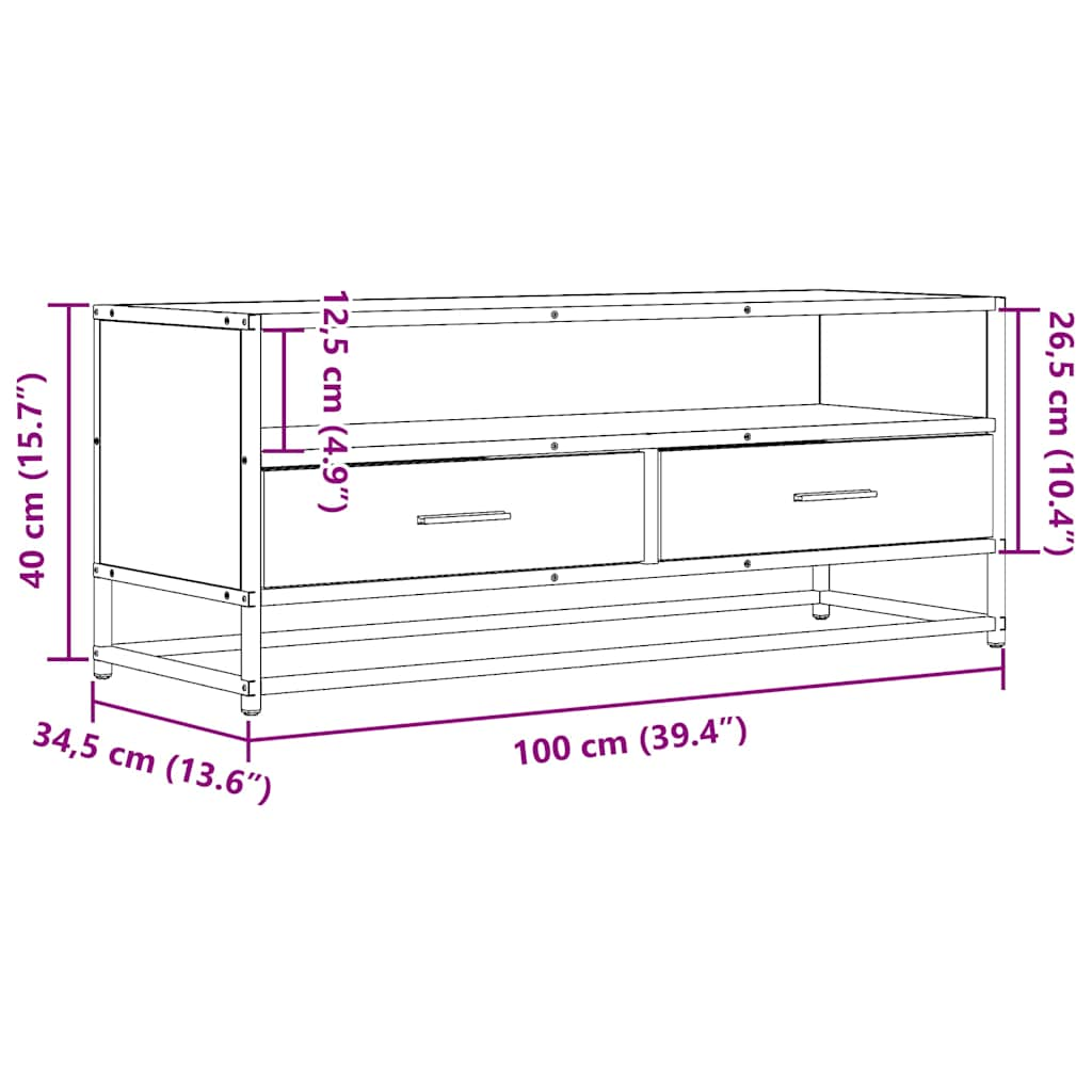 TV-Schrank Schwarz 100x34,5x40 cm Holzwerkstoff und Metall