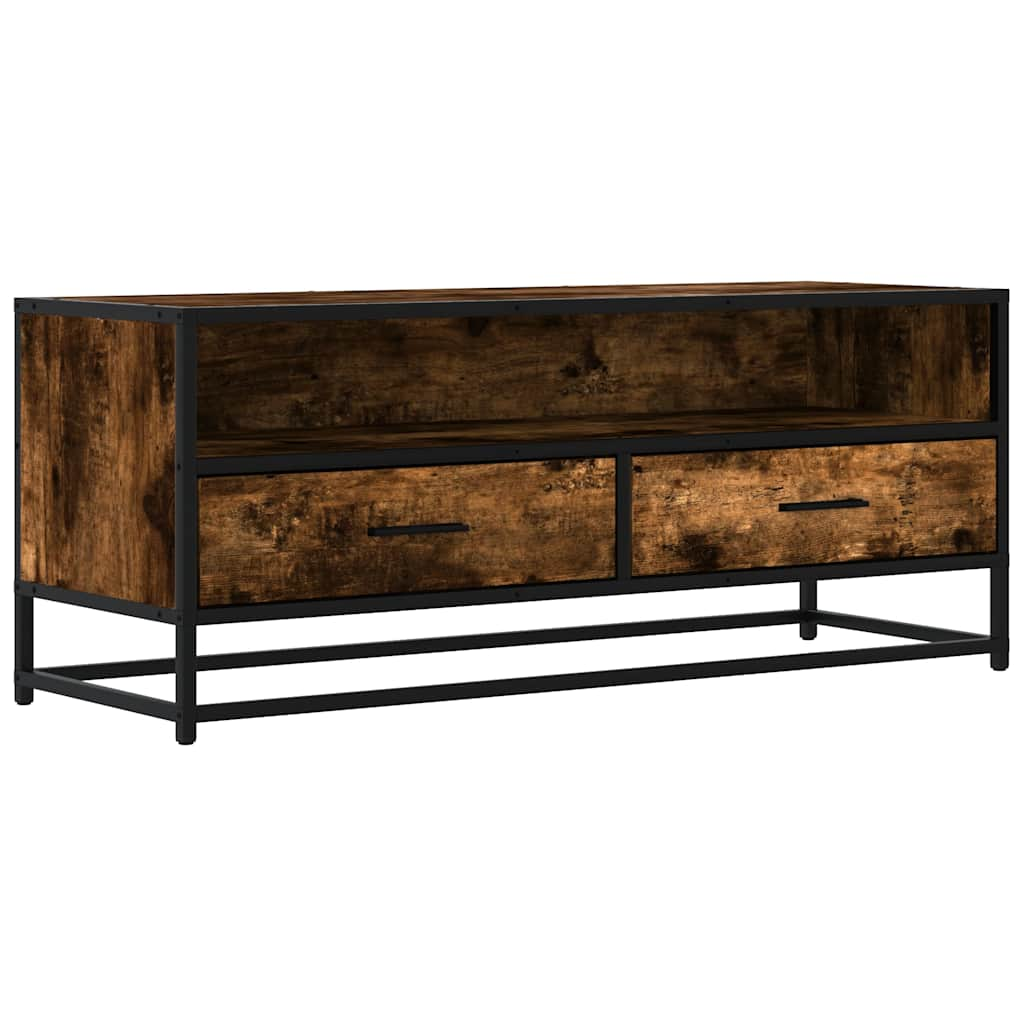 TV-Schrank Räuchereiche 100x34,5x40 cm Holzwerkstoff und Metall