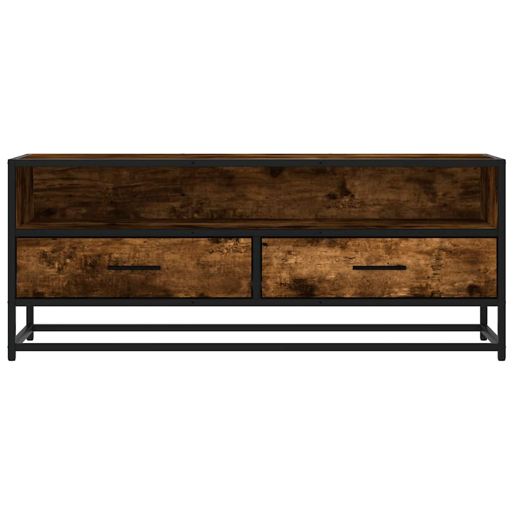 TV-Schrank Räuchereiche 100x34,5x40 cm Holzwerkstoff und Metall