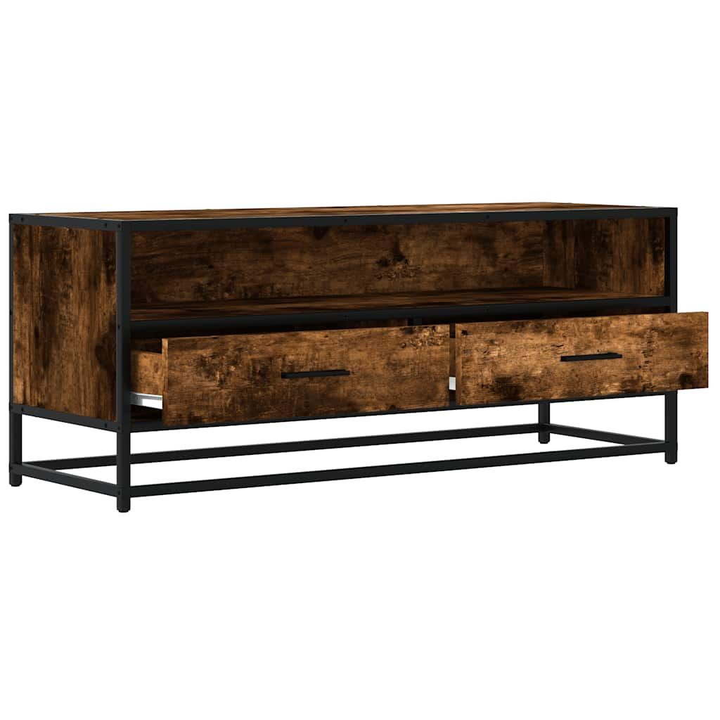 TV-Schrank Räuchereiche 100x34,5x40 cm Holzwerkstoff und Metall