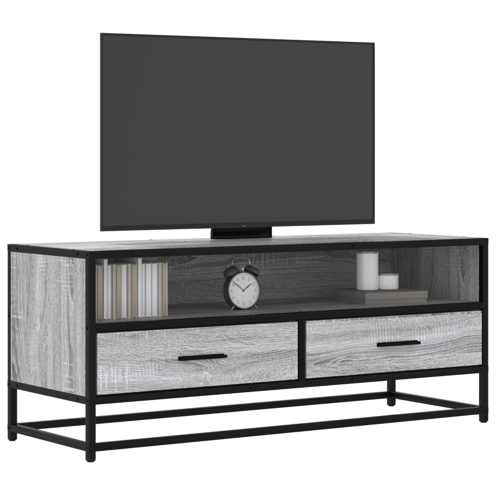 TV-Schrank Grau Sonoma 100x34,5x40 cm Holzwerkstoff und Metall